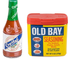 Lade das Bild in den Galerie-Viewer, Fisch und Shrimp gewürz Old Bay Gewürzmischung und Crystal scharfe Chili Sauce hot sauce cholula sauce
